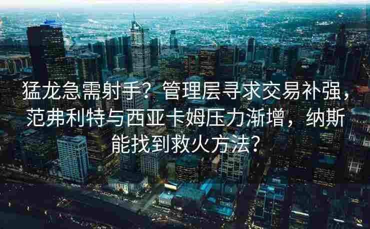 猛龙急需射手？管理层寻求交易补强，范弗利特与西亚卡姆压力渐增，纳斯能找到救火方法？