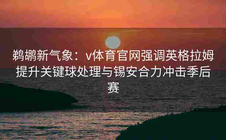 鹈鹕新气象：v体育官网强调英格拉姆提升关键球处理与锡安合力冲击季后赛